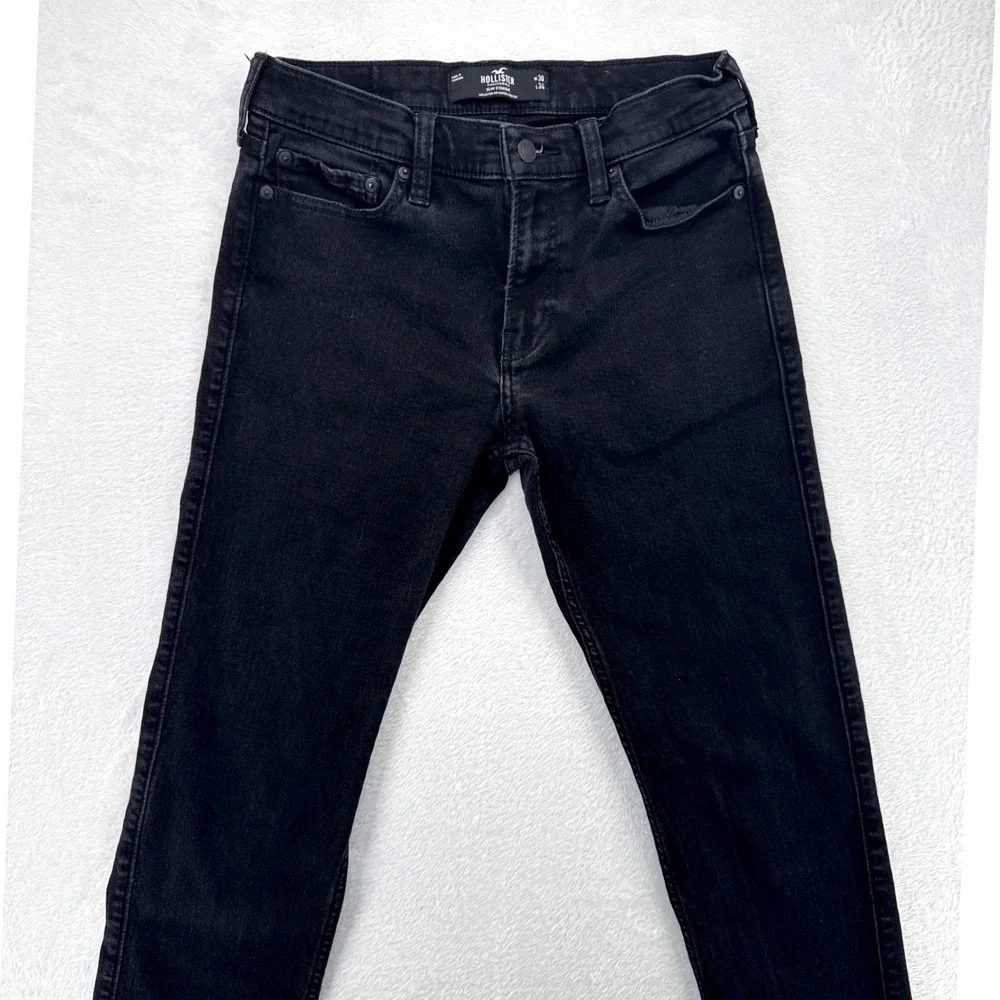 Hollister Mens Slim Straight Jeans 30x34 Actual 30x31 Black Stretch Denim